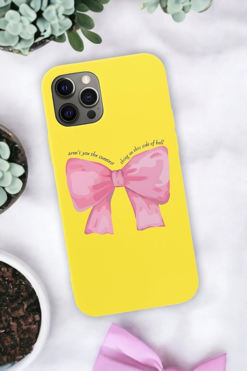 İphone 12 Pro Max Uyumlu Pembe Kurdele Premium Silikonlu Telefon Kılıfı