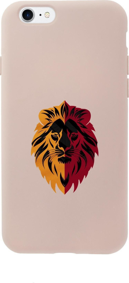 İphone 8 Uyumlu Sarı Kırmızı Aslan Desenli Premium Silikonlu Telefon Kılıfı