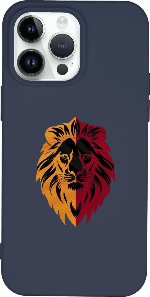 İphone 15 Pro Max Uyumlu Sarı Kırmızı Aslan Desenli Premium Silikonlu Telefon Kılıfı