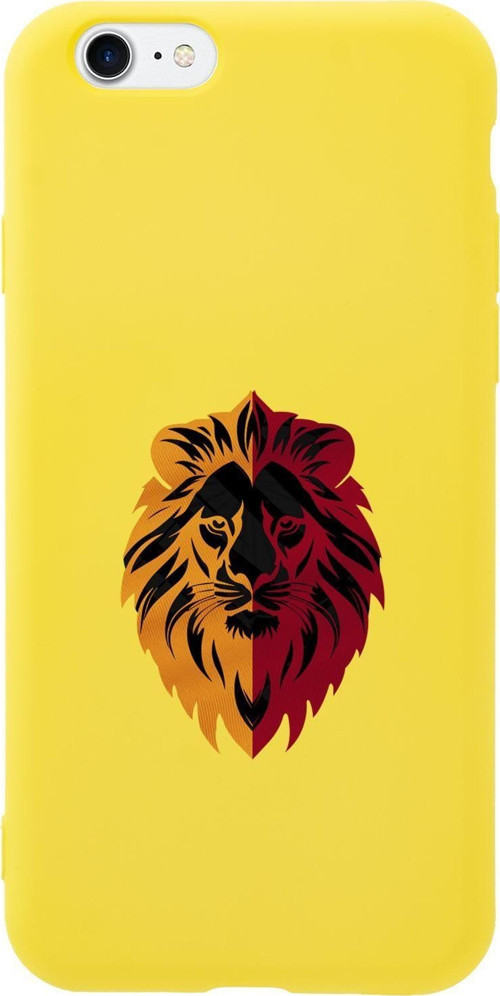İphone 8 Uyumlu Sarı Kırmızı Aslan Desenli Premium Silikonlu Telefon Kılıfı