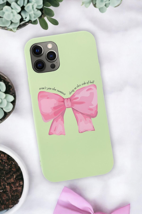 İphone 12 Pro Max Uyumlu Pembe Kurdele Premium Silikonlu Telefon Kılıfı