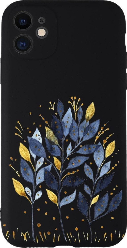 Iphone 11 Uyumlu Mavi Yaprak Desenli Kamera Korumalı Lansman Kılıf Premium Silikonlu