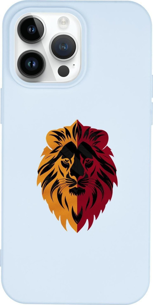 İphone 15 Pro Max Uyumlu Sarı Kırmızı Aslan Desenli Premium Silikonlu Telefon Kılıfı