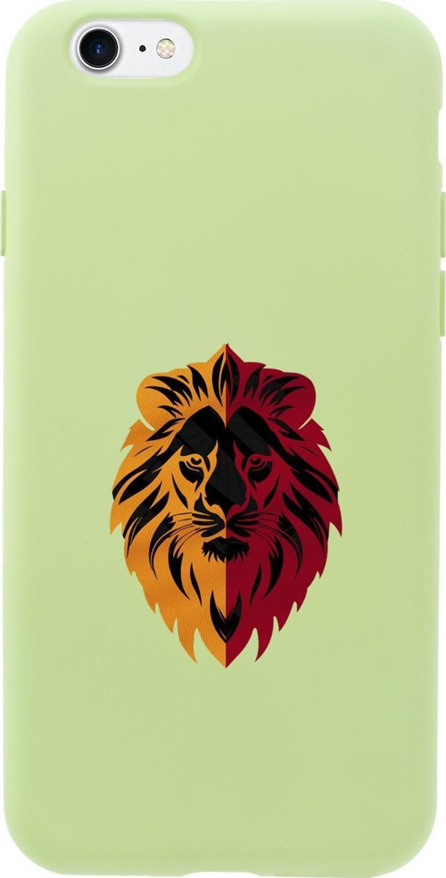 İphone 8 Uyumlu Sarı Kırmızı Aslan Desenli Premium Silikonlu Telefon Kılıfı
