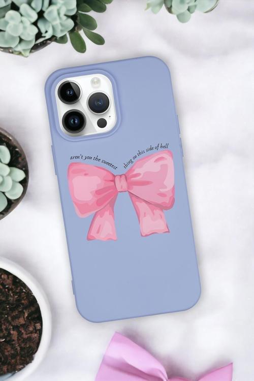İphone 15 Pro Uyumlu Pembe Kurdele Premium Silikonlu Telefon Kılıfı