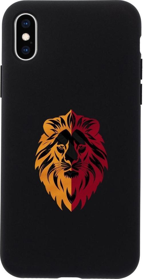 İphone X Uyumlu Sarı Kırmızı Aslan Desenli Premium Silikonlu Telefon Kılıfı