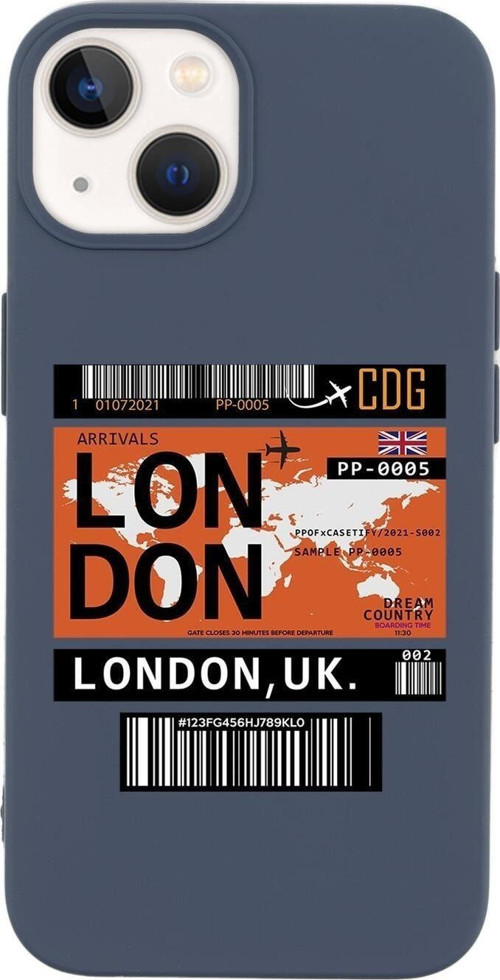 İphone 14 Plus Uyumlu London Ticet Desenli Premium Silikonlu Lansman Telefon Kılıfı