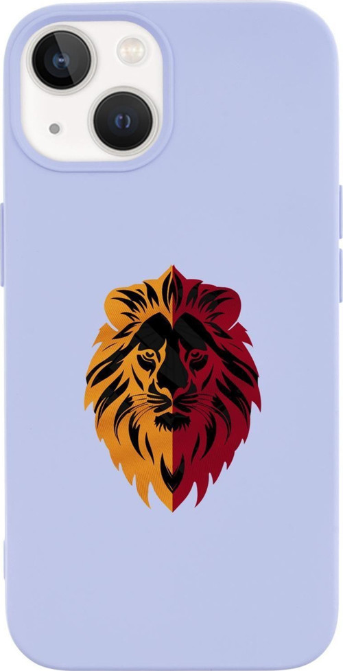 İphone 15 Uyumlu Sarı Kırmızı Aslan Desenli Premium Silikonlu Telefon Kılıfı
