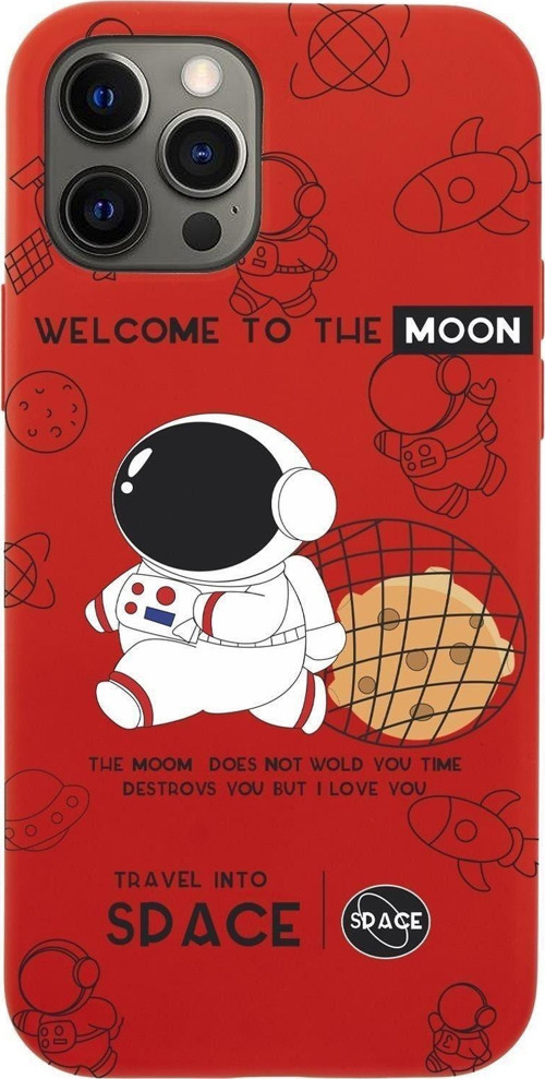 Iphone 12 Pro Max Sevimli Astronot Desenli Premium Silikonlu Telefon Kılıfı