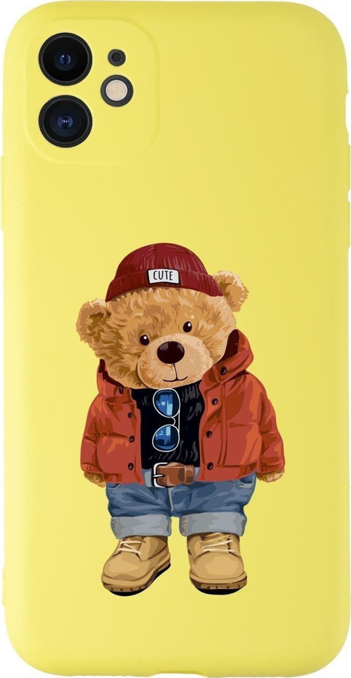 Iphone 11 Uyumlu Teddy Bear Desenli Kamera Korumalı Lansman Kılıf Premium Silikonlu Mc90