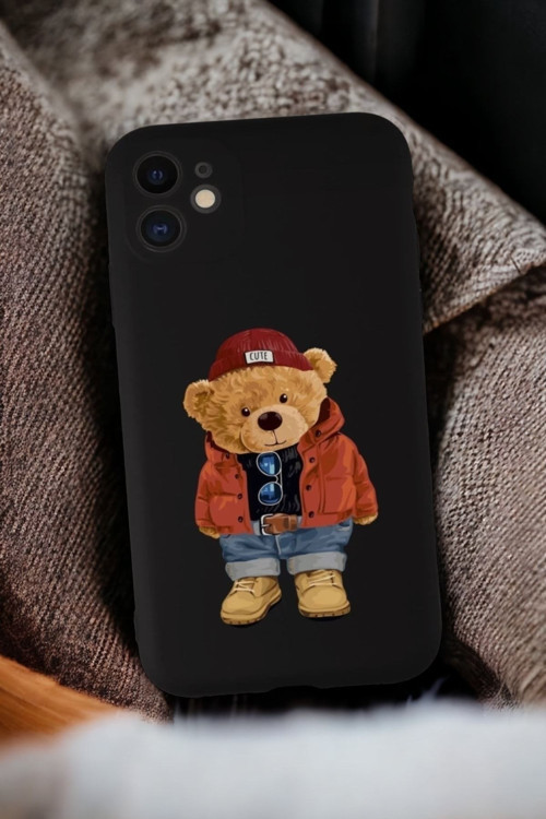 Iphone 11 Uyumlu Teddy Bear Desenli Kamera Korumalı Lansman Kılıf Premium Silikonlu Mc90