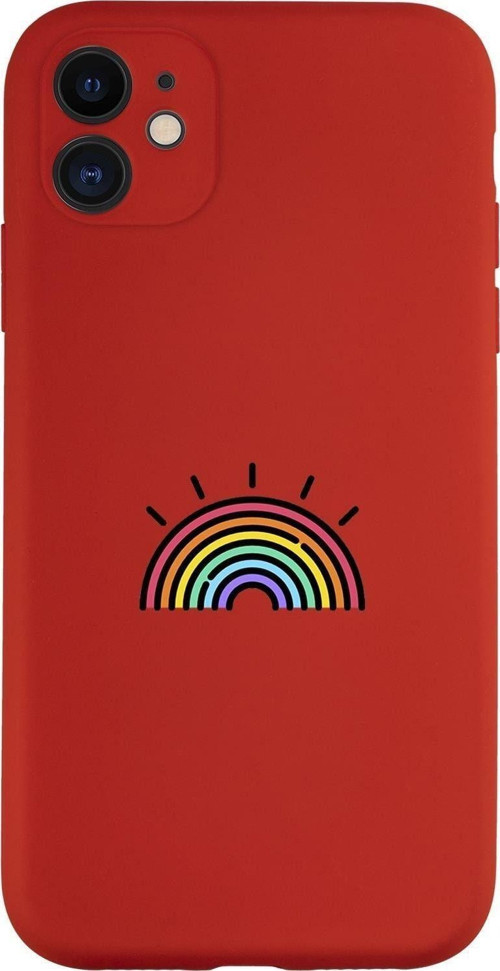 Iphone 11 Uyumlu Gökkuşağı Desenli Kamera Korumalı Lansman Kılıf Premium Silikonlu