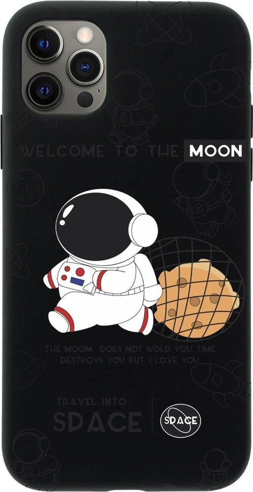 Iphone 12 Pro Max Sevimli Astronot Desenli Premium Silikonlu Telefon Kılıfı