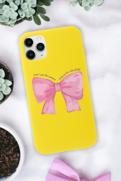 İphone 11 Pro Uyumlu Pembe Kurdele Premium Silikonlu Telefon Kılıfı