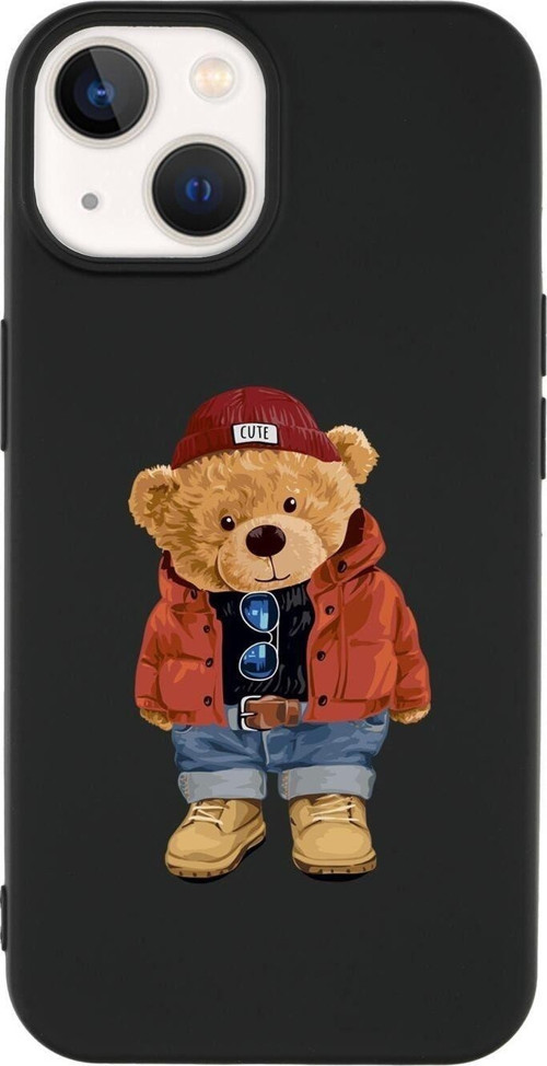 İphone 14 Plus Uyumlu Teddy Bear Desenli Premium Silikonlu Lansman Telefon Kılıfı