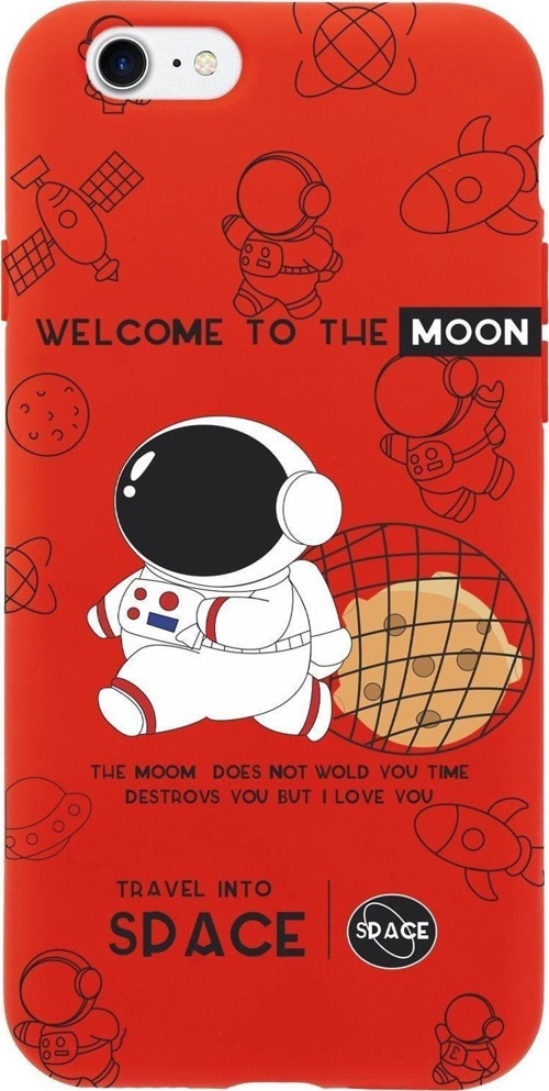 İphone Se 2020 Sevimli Astronot Desenli Premium Silikonlu Telefon Kılıfı