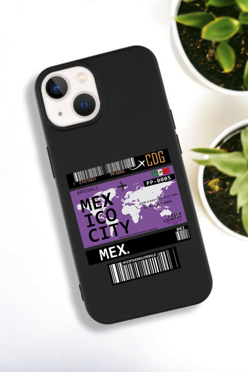 İphone 15 Uyumlu Mexico Ticket Desenli Premium Silikonlu Lansman Telefon Kılıfı