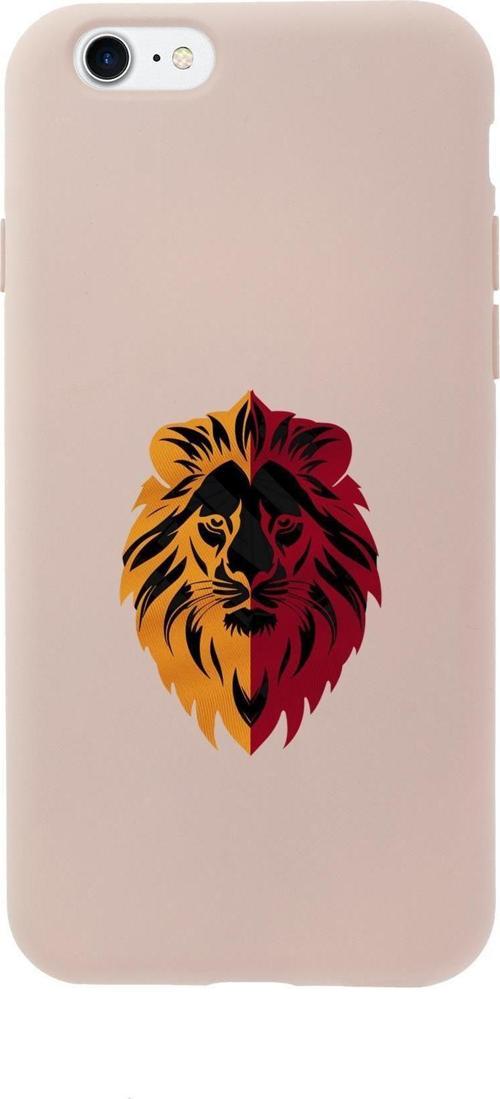 İphone Se 2020 Uyumlu Sarı Kırmızı Aslan Desenli Premium Silikonlu Telefon Kılıfı