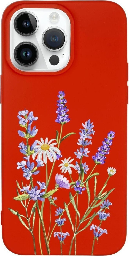 İphone 14 Pro Max Uyumlu Lavender Desenli Premium Silikonlu Lansman Telefon Kılıfı