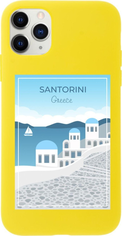 Iphone 11 Pro Max Santorini Tasarımlı Sarı Telefon Kılıfı