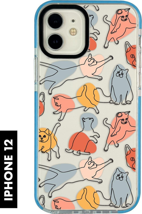 İphone 12 Uyumlu Sevimli Kedi Figürleri Desenli Premium Silikonlu Candy Telefon Kılıfı