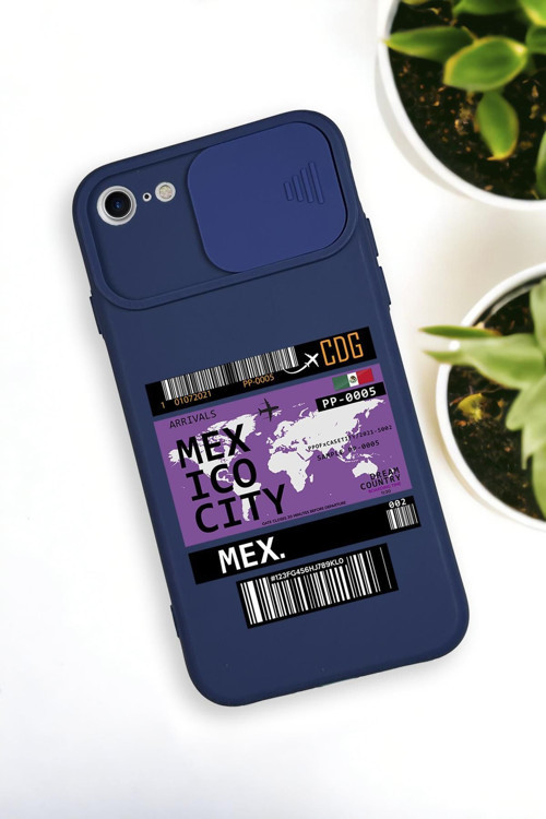 İphone 6 Uyumlu Mexico Ticket Desenli Kamera Koruma Slider Kapaklı Silikonlu Telefon Kılıfı