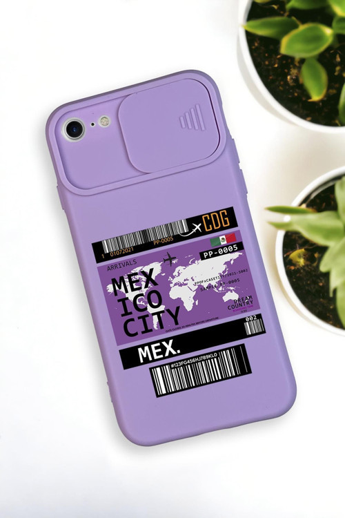 İphone 6 Uyumlu Mexico Ticket Desenli Kamera Koruma Slider Kapaklı Silikonlu Telefon Kılıfı