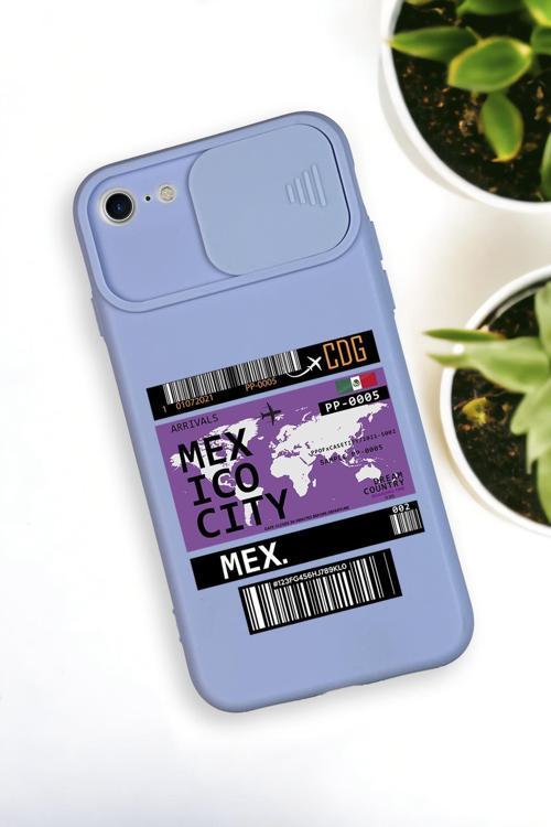 İphone 6 Uyumlu Mexico Ticket Desenli Kamera Koruma Slider Kapaklı Silikonlu Telefon Kılıfı