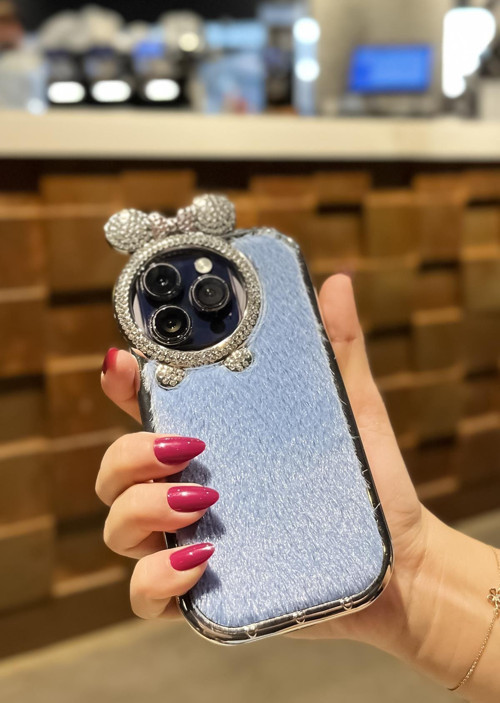 İphone 14 Pro Uyumlu Puffy Tüylü Premium Silikonlu Telefon Kılıfı