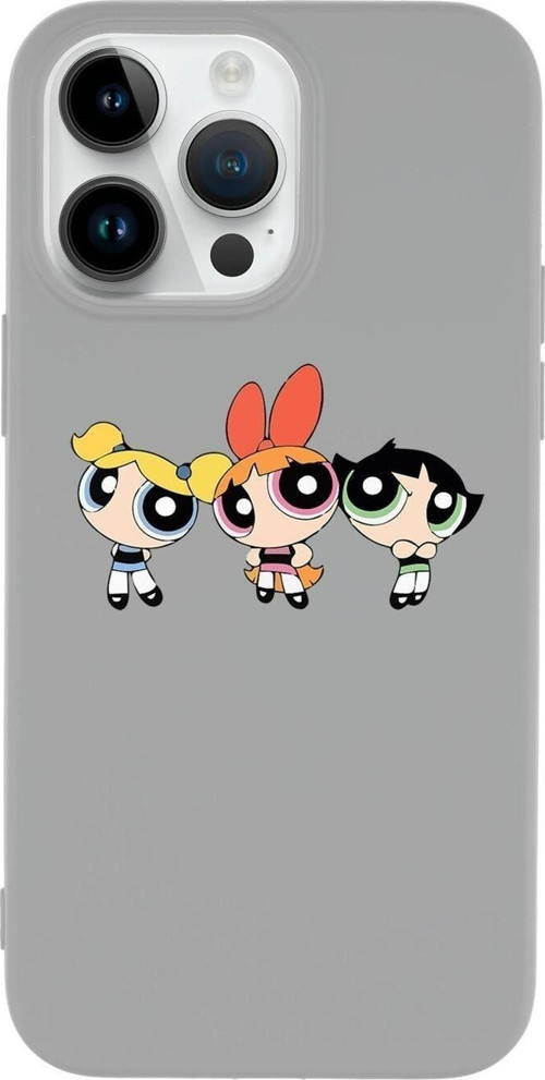 İphone 14 Pro Uyumlu Powerpuff Girls Desenli Premium Silikonlu Lansman Telefon Kılıfı