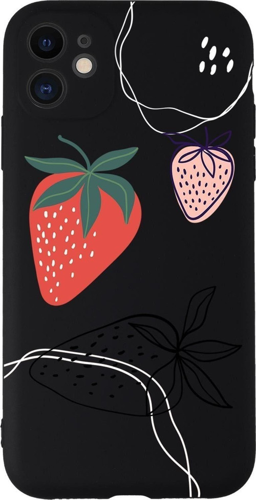 Iphone 11 Uyumlu Çilek Desenli Desenli Kamera Korumalı Lansman Kılıf Premium Silikonlu