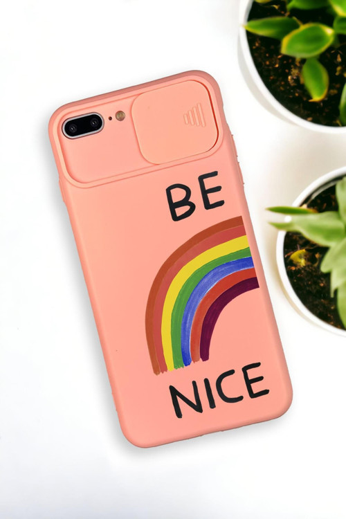 İphone 7 Plus Uyumlu Be Nice Desenli Kamera Koruma Slider Kapaklı Silikonlu Telefon Kılıfı