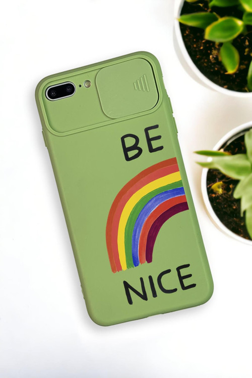 İphone 7 Plus Uyumlu Be Nice Desenli Kamera Koruma Slider Kapaklı Silikonlu Telefon Kılıfı
