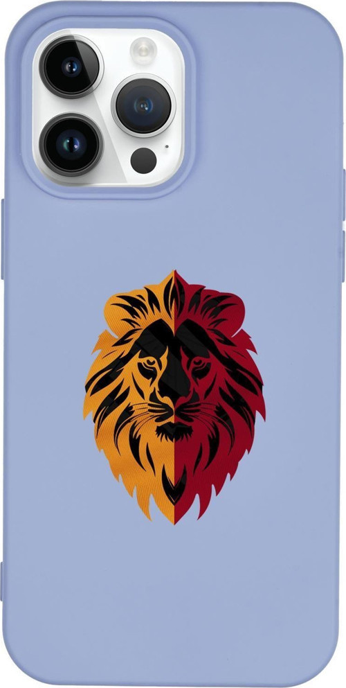 İphone 15 Pro Max Uyumlu Sarı Kırmızı Aslan Desenli Premium Silikonlu Telefon Kılıfı