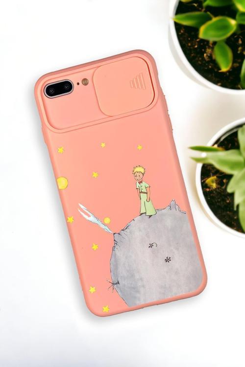 İphone 7 Plus Uyumlu Küçük Prens Desenli Kamera Koruma Slider Kapaklı Silikonlu Telefon Kılıfı