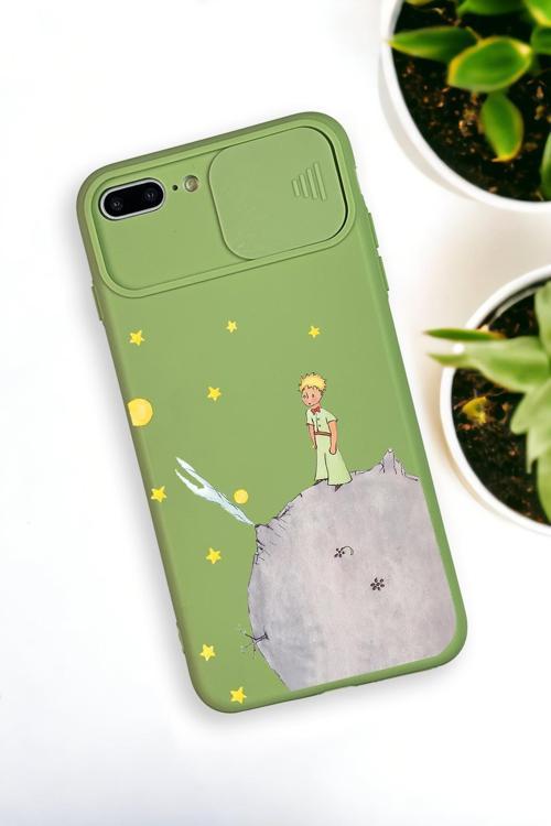 İphone 7 Plus Uyumlu Küçük Prens Desenli Kamera Koruma Slider Kapaklı Silikonlu Telefon Kılıfı