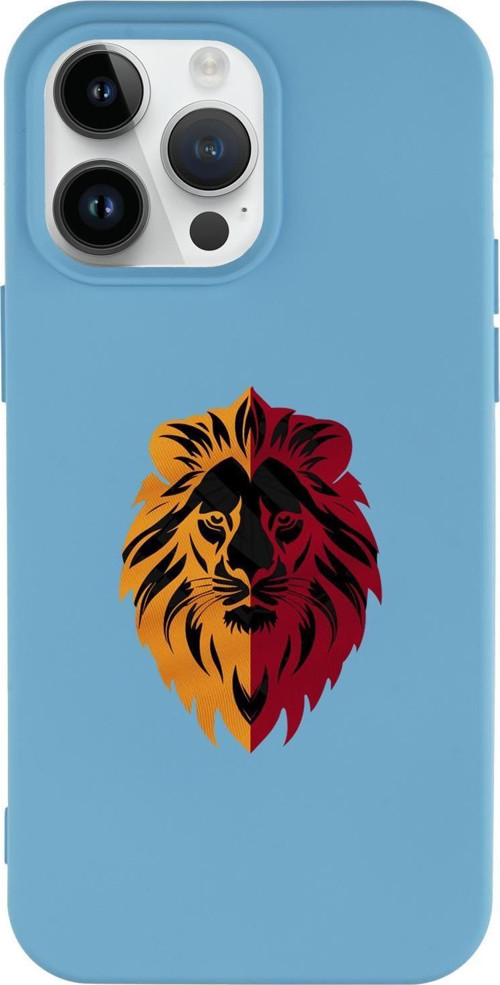 İphone 15 Pro Max Uyumlu Sarı Kırmızı Aslan Desenli Premium Silikonlu Telefon Kılıfı
