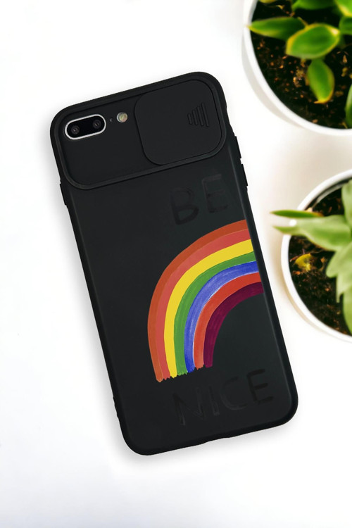 İphone 7 Plus Uyumlu Be Nice Desenli Kamera Koruma Slider Kapaklı Silikonlu Telefon Kılıfı