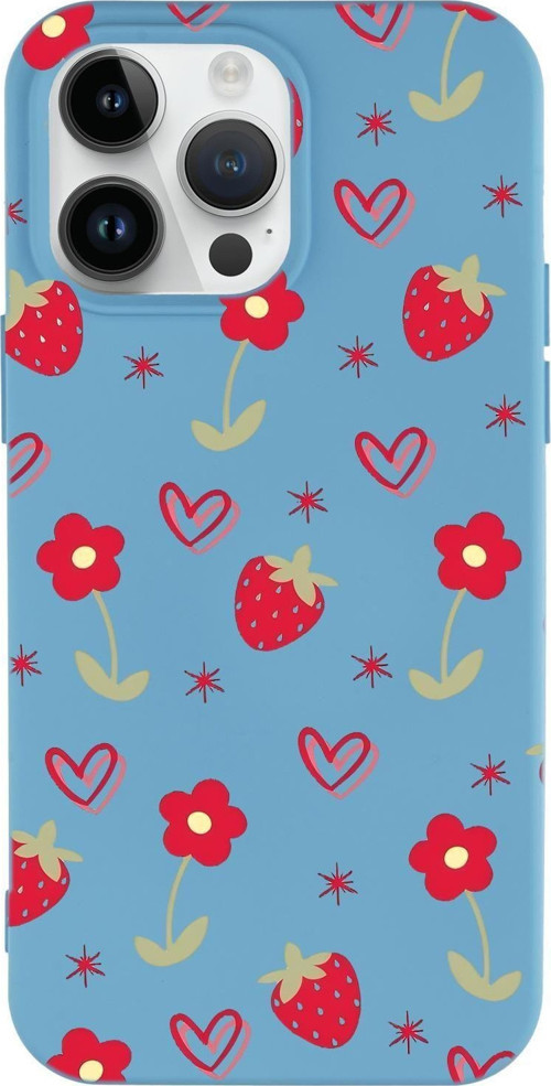 İphone 15 Pro Max Uyumlu Red Garden Desenli Premium Silikonlu Telefon Kılıfı