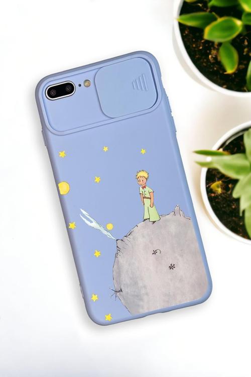 İphone 7 Plus Uyumlu Küçük Prens Desenli Kamera Koruma Slider Kapaklı Silikonlu Telefon Kılıfı