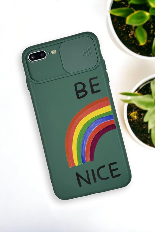 İphone 7 Plus Uyumlu Be Nice Desenli Kamera Koruma Slider Kapaklı Silikonlu Telefon Kılıfı