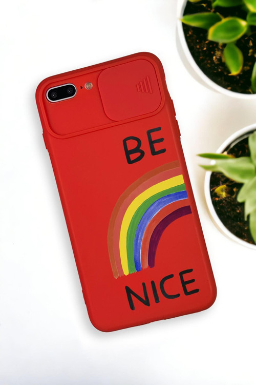 İphone 7 Plus Uyumlu Be Nice Desenli Kamera Koruma Slider Kapaklı Silikonlu Telefon Kılıfı