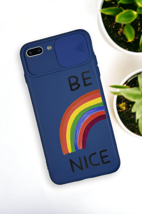 İphone 7 Plus Uyumlu Be Nice Desenli Kamera Koruma Slider Kapaklı Silikonlu Telefon Kılıfı