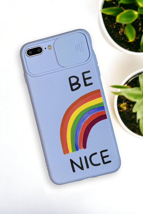 İphone 7 Plus Uyumlu Be Nice Desenli Kamera Koruma Slider Kapaklı Silikonlu Telefon Kılıfı