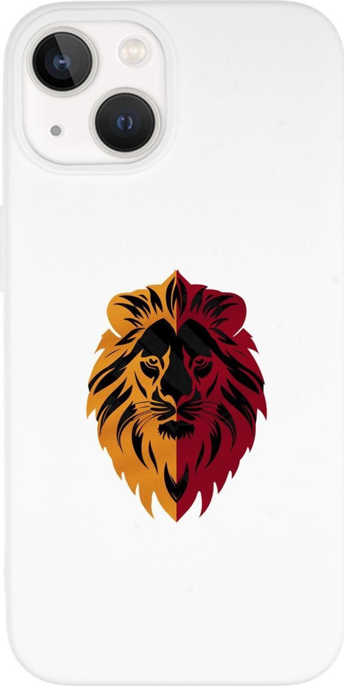 İphone 15 Uyumlu Sarı Kırmızı Aslan Desenli Premium Silikonlu Telefon Kılıfı