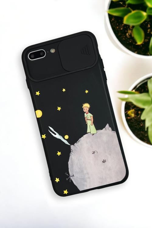 İphone 7 Plus Uyumlu Küçük Prens Desenli Kamera Koruma Slider Kapaklı Silikonlu Telefon Kılıfı