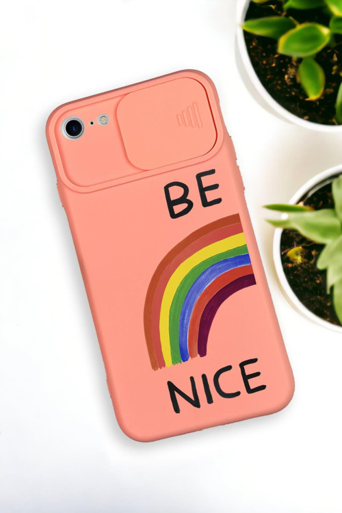 İphone 6 Plus Uyumlu Be Nice Desenli Kamera Koruma Slider Kapaklı Silikonlu Telefon Kılıfı