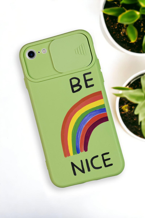 İphone 8 Uyumlu Be Nice Desenli Kamera Koruma Slider Kapaklı Silikonlu Telefon Kılıfı
