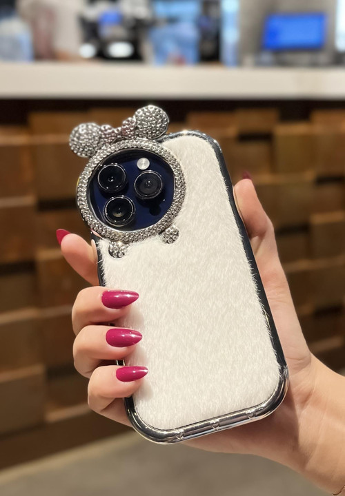 İphone 14 Pro Max Uyumlu Puffy Tüylü Premium Silikonlu Telefon Kılıfı
