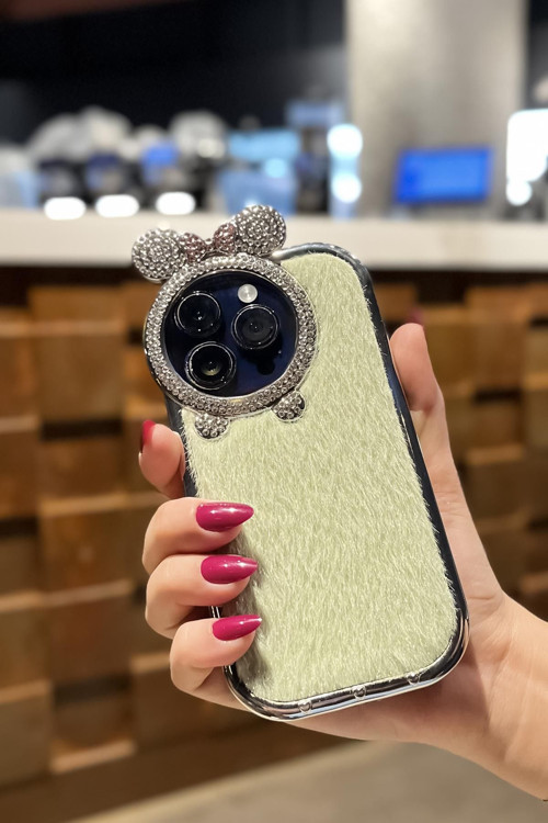 İphone 14 Pro Max Uyumlu Puffy Tüylü Premium Silikonlu Telefon Kılıfı